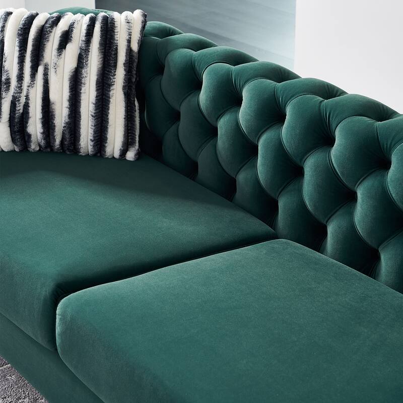 Chesterfield Modern Tufted Velvet Living Room Sofa, 84.25''W Couch,Mint Green