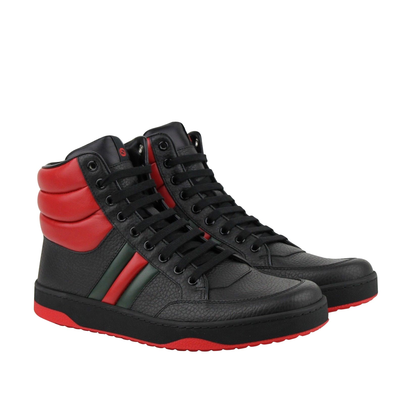 black and red high top sneakers