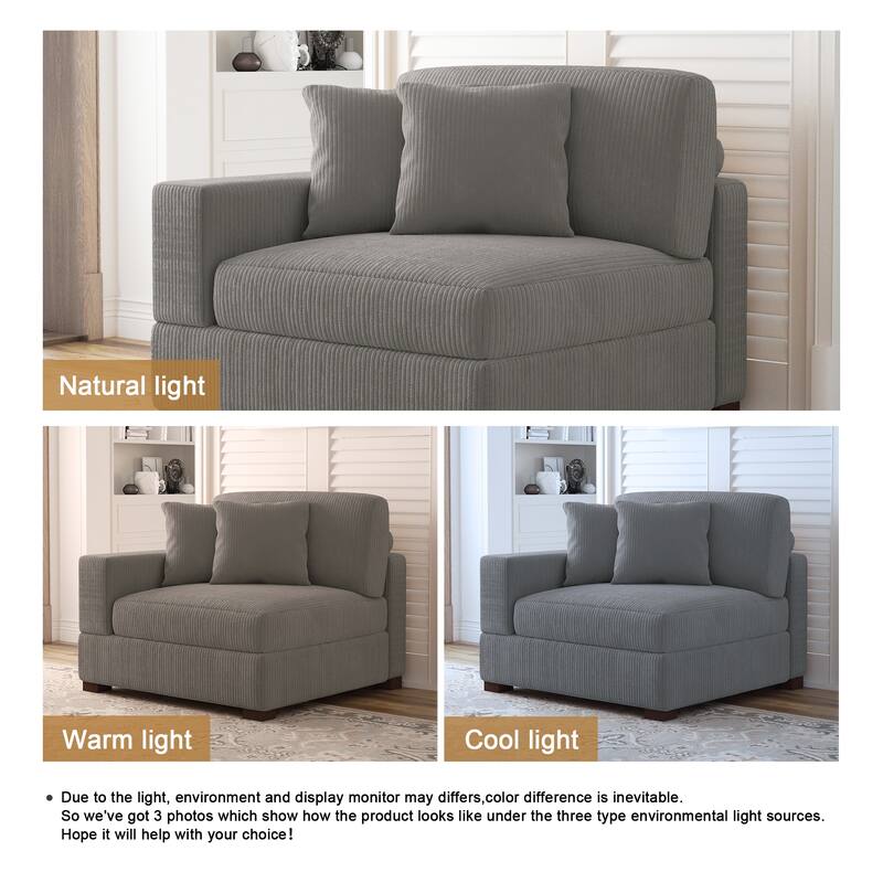 Modern Modular Sectional Sofa Corduroy Chaise Lounges