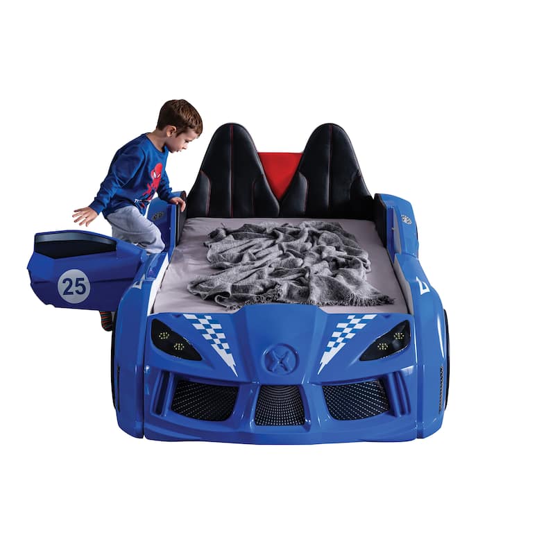 La Vetta Modern Twin Kid Platform Car Bed with LED Lights and Handheld Remote by Furniture of America