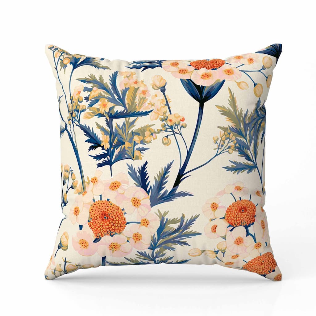 Millefolium Harmony Indoor/Outdoor Reversible Throw Pillow Blue and Orange