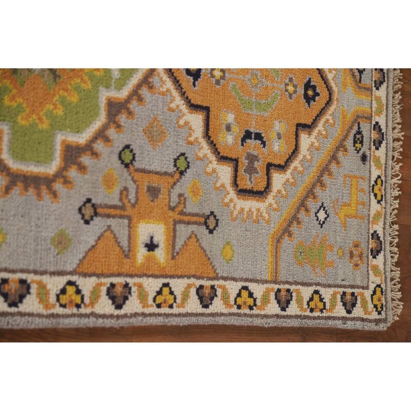 Geometric Kazak Indian Runner Rug Hand-Knotted Wool Carpet - 2'7"x 8'0"