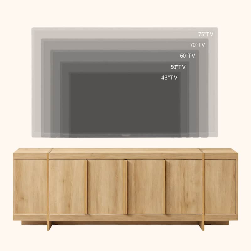 Modern 70" TV Stand, Entertainment Center, Handle-Free Hidden Design