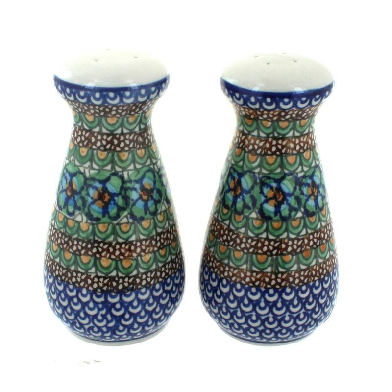 Blue Rose Polish Pottery 528-977 Ceramika Salt & Pepper Shakers - Mardi Gras