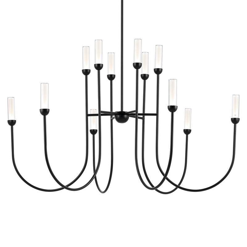 Moraine 50 Inch LED 12 Light 2-Tier Chandelier in Black