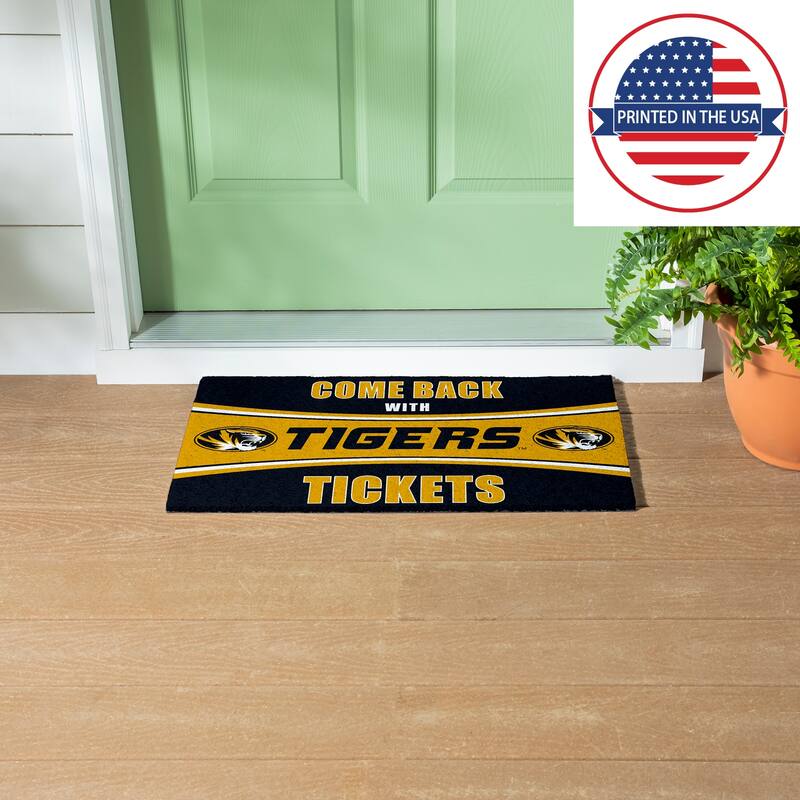 University of Missouri 28 in. x 16 in. PVC "Come Back With Tickets" Trapper Door Mat