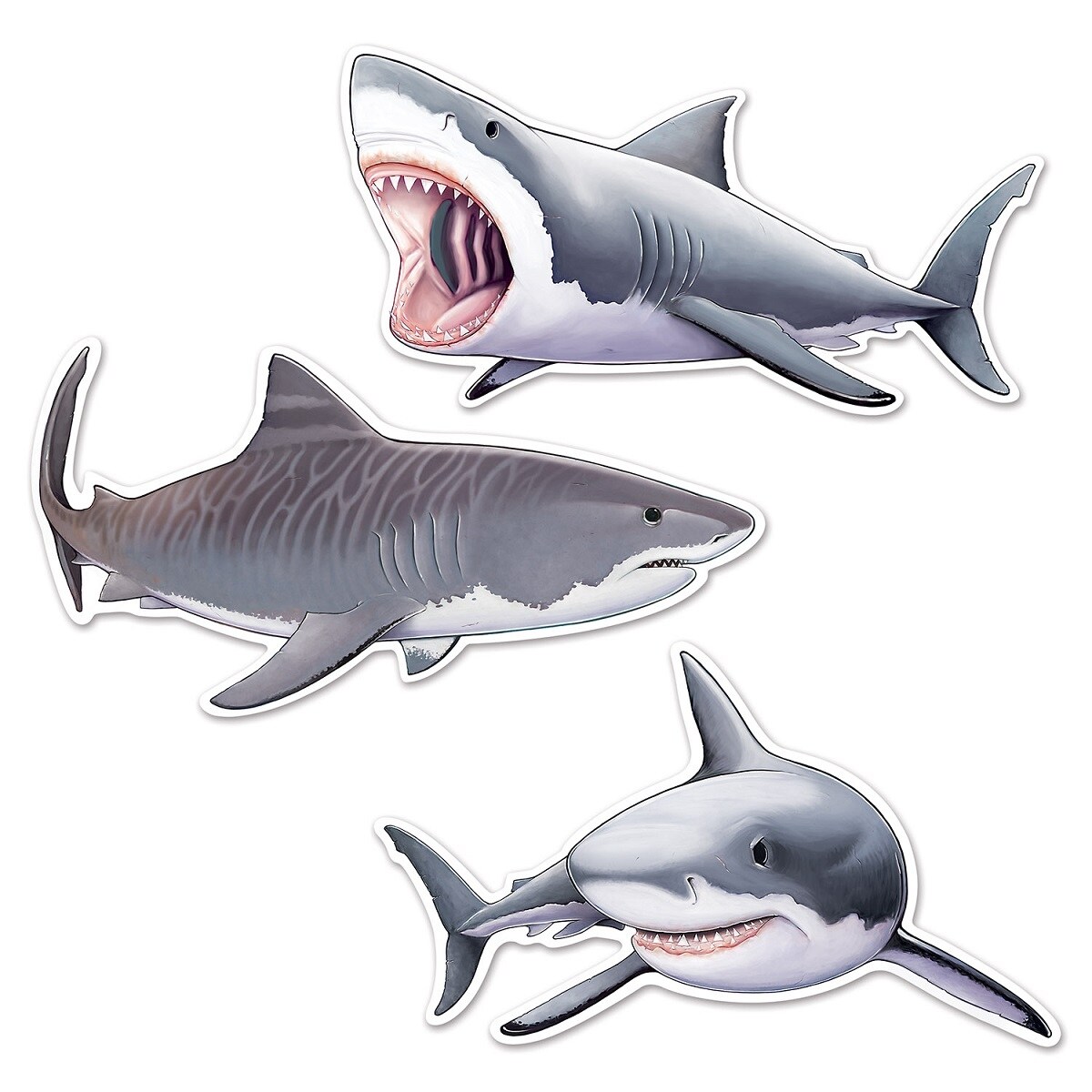 Shop Club Pack Of 36 Gray And White Deep Sea Shark Cutout Party