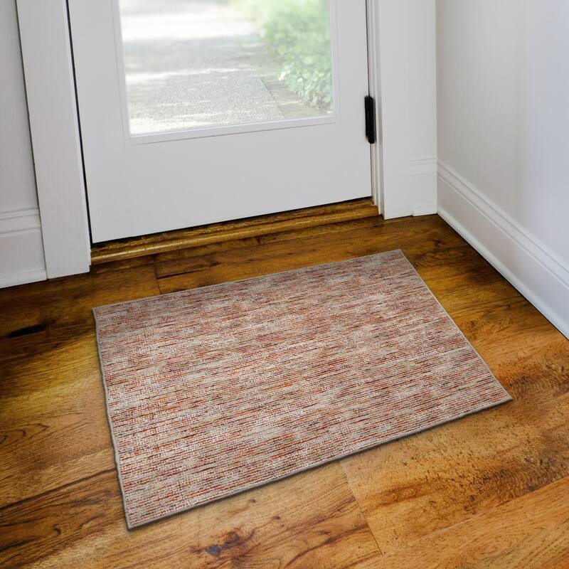 Addison Villager Textured Solid Wool and Viscose Area Rug - 2' x 3' - Yellow/Red/Ivory