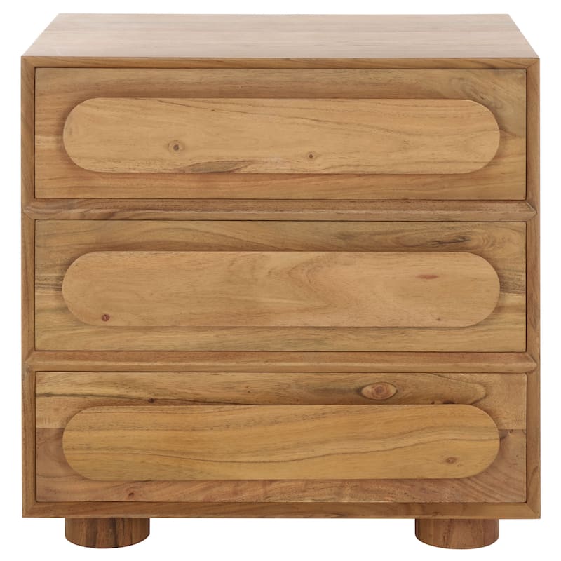 SAFAVIEH Couture Lesliette 3 Drawer Wood Nightstand - Natural