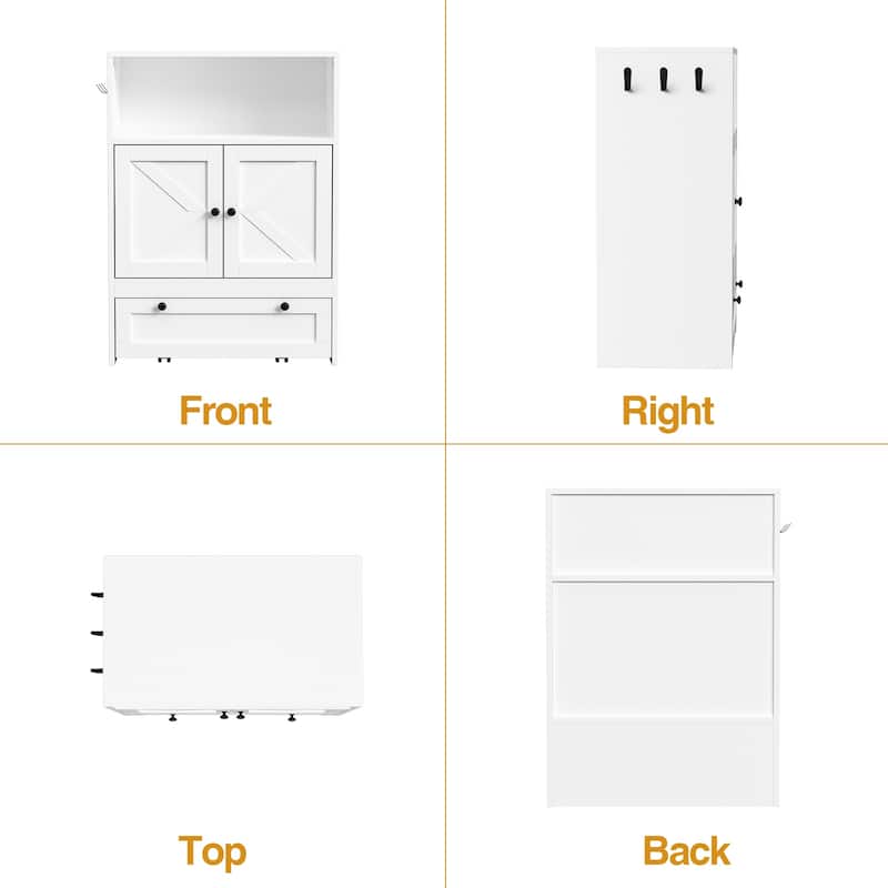 Anmytek 32" High Dog Feeding Station with 2 Elevated Bowls and Storage Cabinet for Cats and Dogs