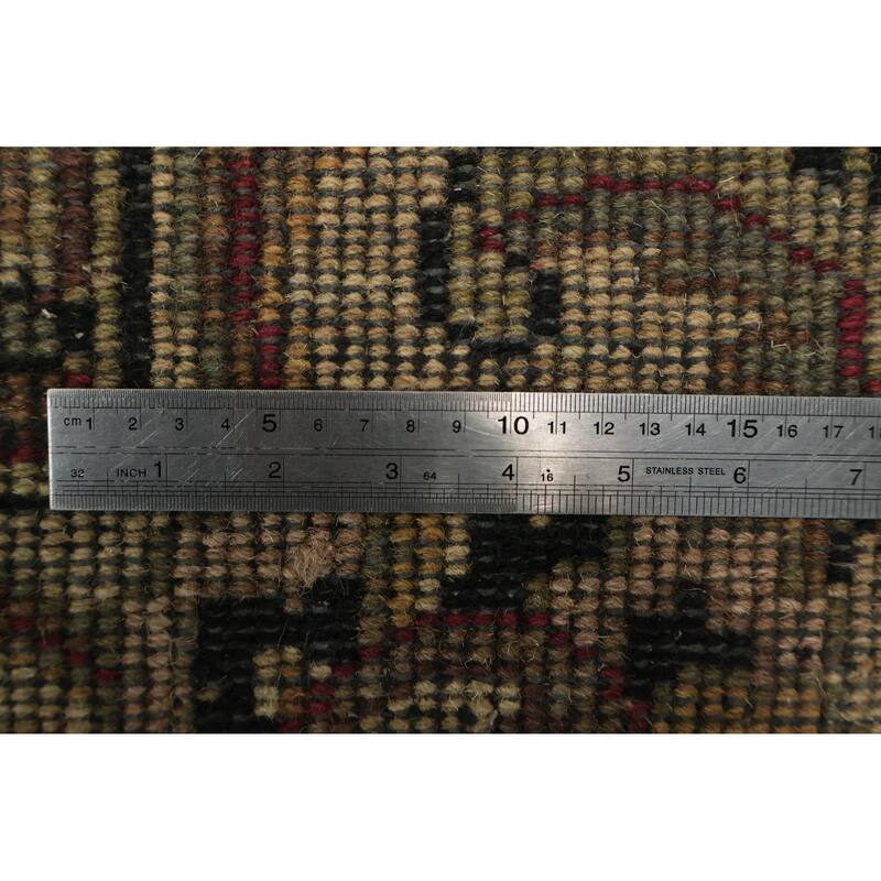 Hand Knotted Oriental 100% Wool Carpet Traditional Floral Black Agra Area Rug - 8' 4'' X 5' 5''