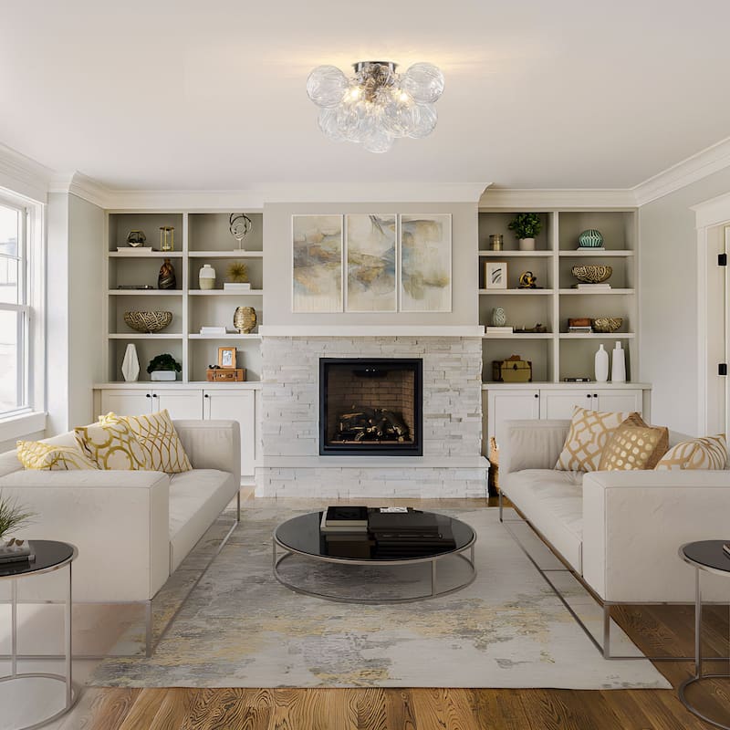 Starsky 3-Light 15in. Contemporary Textured Clear Glass Bubble Semi Flush Mount