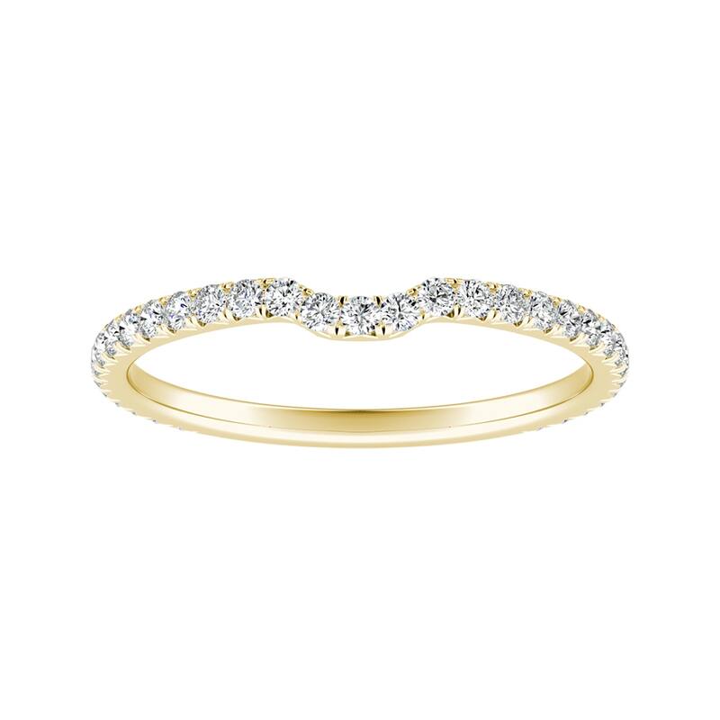 Auriya 14k Gold Curved Moissanite Wedding Band 1/4ctw - Yellow - 7