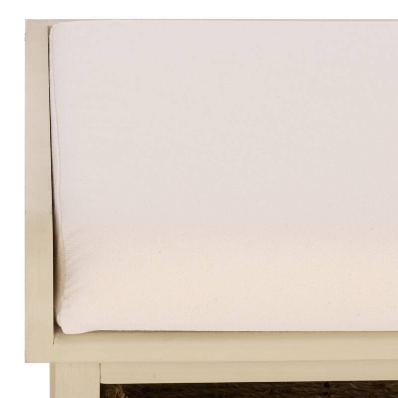 SAFAVIEH Eola Grey/ White Storage Bench - 47" x 16.1" x 19.9" - 47"W x 16"D x 20"H