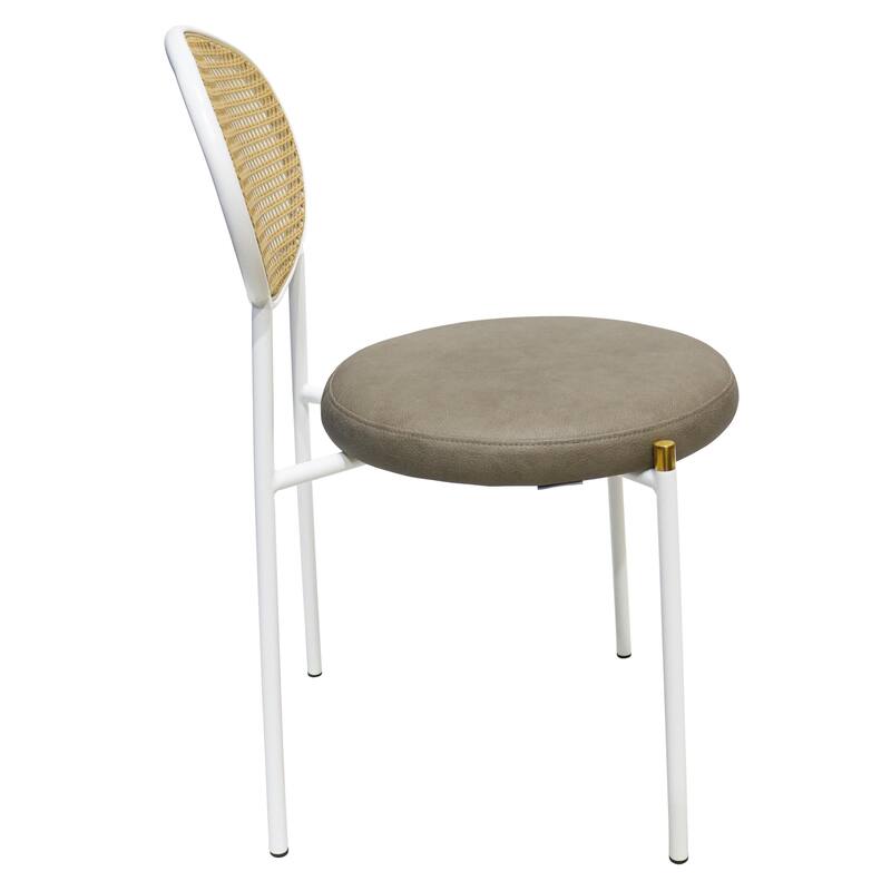 Leisuremod Euston Modern Dining Chair Upholstered Velvet or Leather Seat Wicker Back Accent Chair for Home Living Room & Kitchen