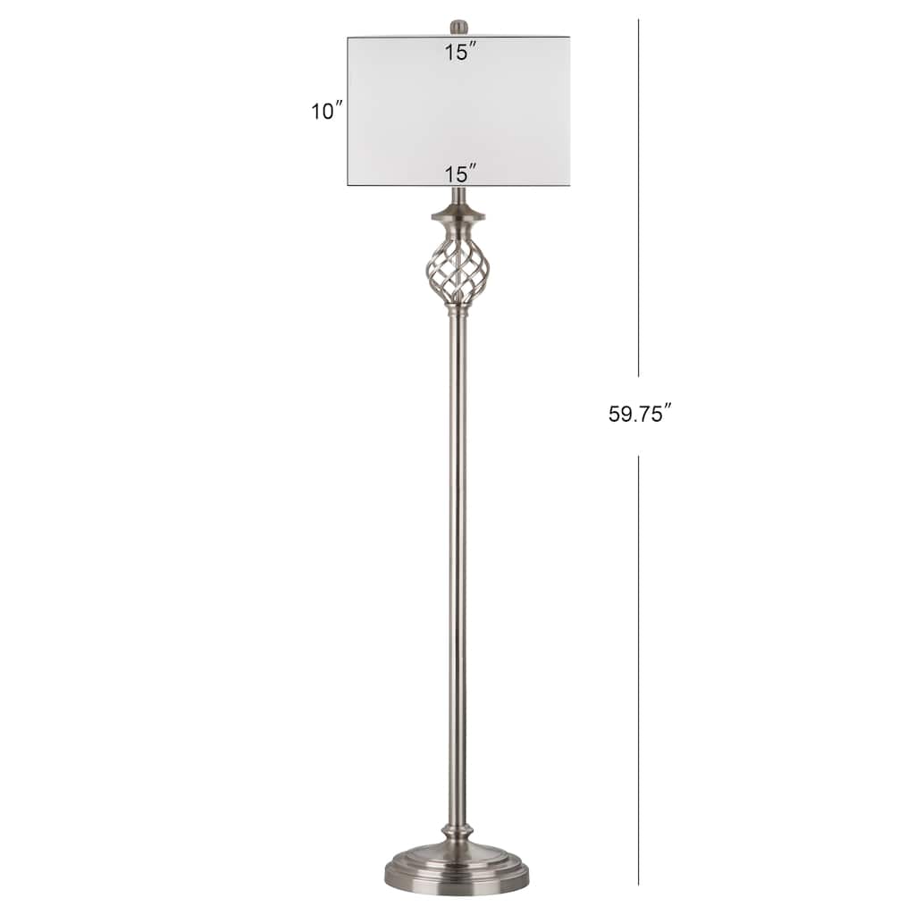 SAFAVIEH Lighting Jenni 60-inch Nickel Floor Lamp - 15"x15"x59.75" - 15Wx15Dx60H