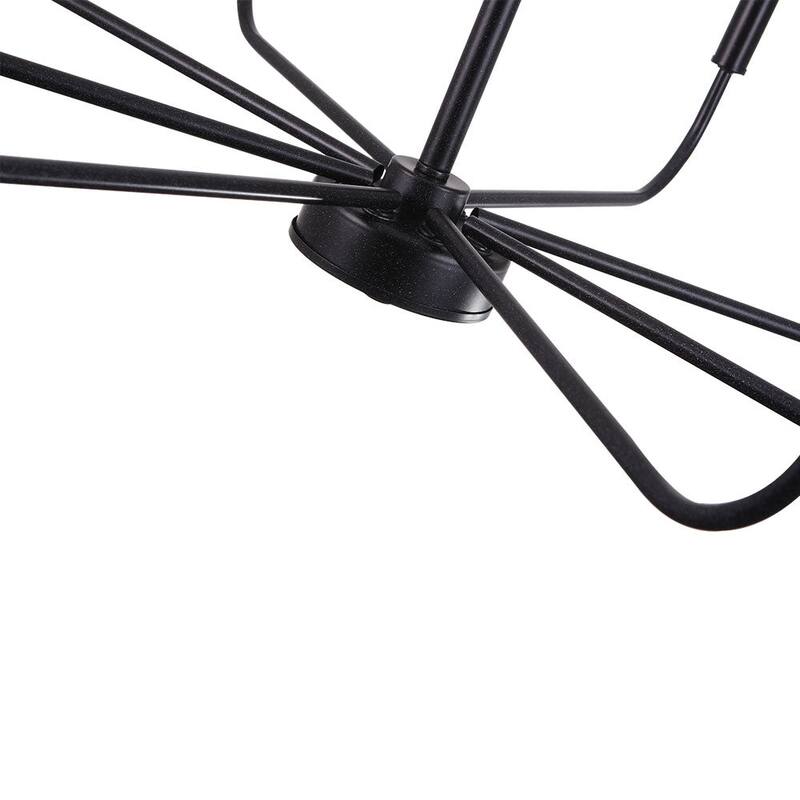 8-Light Minimalist Black Metal Candle Style Chandelier 25in