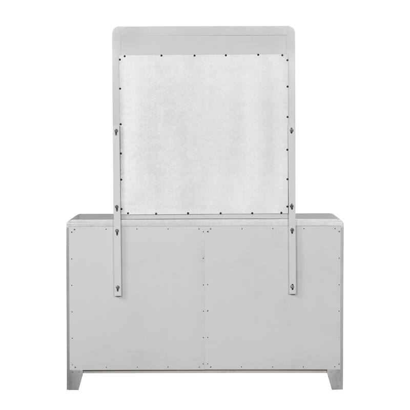 Furniture of America Milandra Modern Champagne Solid Wood 2-piece Dresser and Mirror Set