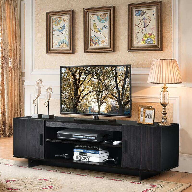 Modern TV Stand Media Entertainment Center for TV's up To 65" with Storage Cabinet - 60" x 16" x 17.5" (L x W x H)