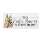 preview thumbnail 1 of 4, Stupell Easter Bunny Stops Here Country Grain Pattern Phrase Wood Wall Art - Green 17 x 7