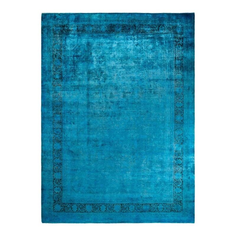 Overdyed, One-of-a-Kind Hand-Knotted Area Rug - Blue - 10' 3" x 14' 0"