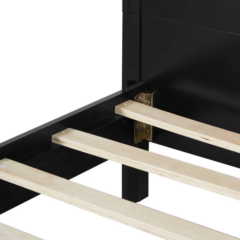 Pine Solid Wood King Size Bed, Solid And Stable, No Box Spring Needed