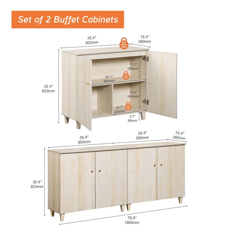 Sideboards Buffet Cabinets with Doors for Dining Room, 32.4"H