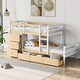 preview thumbnail 16 of 28, Twin over Twin Size Pine Wood Loft Bunk Bed with Drawers and Ladder for Bedroom Natural