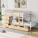 preview thumbnail 17 of 28, Twin over Twin Wooden Loft Bunk Bed with Built-In Ladder and Drawers,Modern Cabin Design