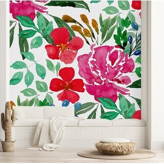 Brightly Flowers Wallpaper Peel and Stick and Prepasted - Bed Bath ...