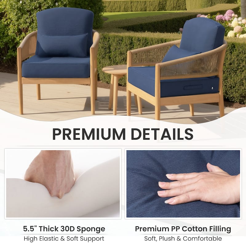 Outdoor Seat Cushion Set 24 x 24 Inch Patio Furniture Cushions Deep Seat & Back Cushion with Pillow for Chair Sofa