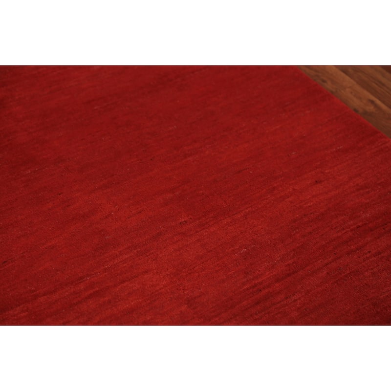 Red Gabbeh Modern Rug Hand-Knotted Wool Carpet - 3'10" x 5'10"