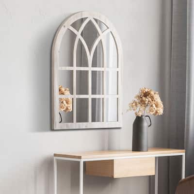 HOMCOM 41" x 31.5" Rustic Wall Mirror, Arch Window Mirror for Wall in Living Room, Bedroom - 41" x 31.5" x 1.5"