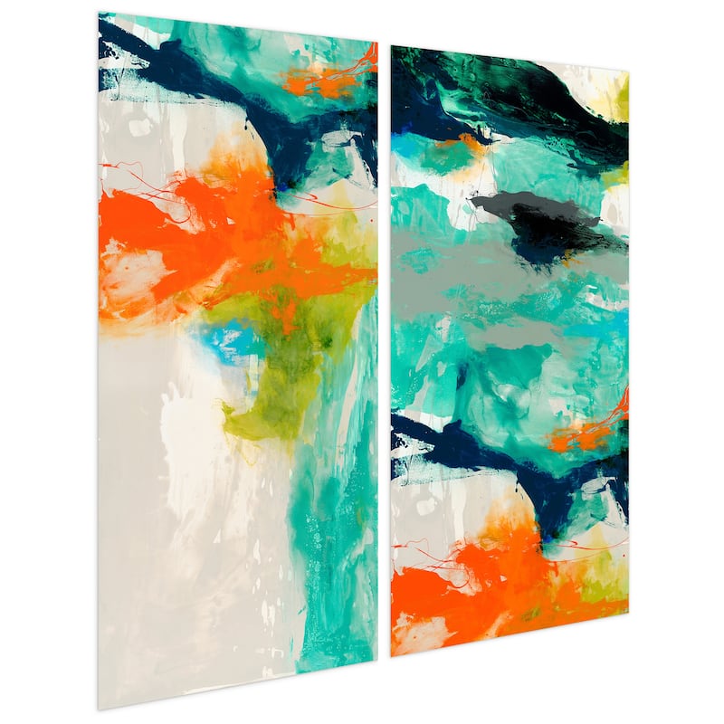 "Tidal Abstract' Glass Wall Art Printed on Frameless Free Floating Tempered Glass Panel