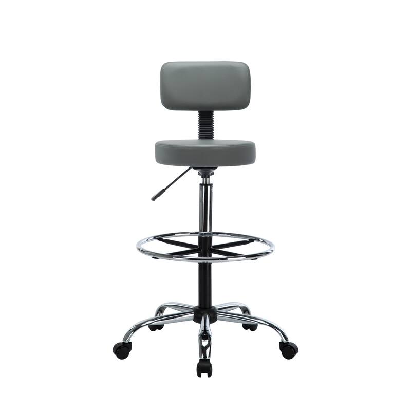 Comfortable Faux Leather Drafting Stool Chair with Adjustable Height Foot Rings - Ideal for Office Studio Craft Room