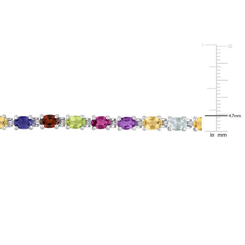 Miadora 10 1/4ct TGW Oval Multi-Gemstone Bracelet in Sterling Silver