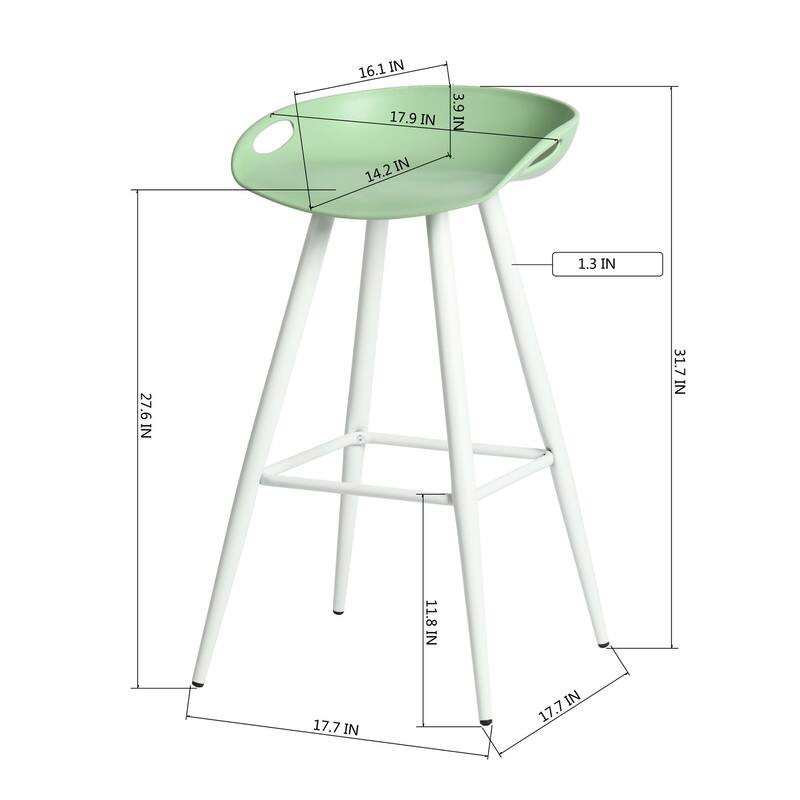 Homylin 32IN PP Seat Bar Stools with Steel Legs 2PCS