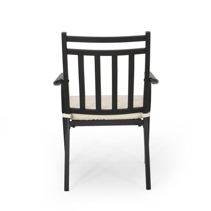 Outdoor 2 Piece Wooden Open Slat Dining Chairs with Cushions and Curved Backrest for Dining Room Kitchen Bedroom Living Room