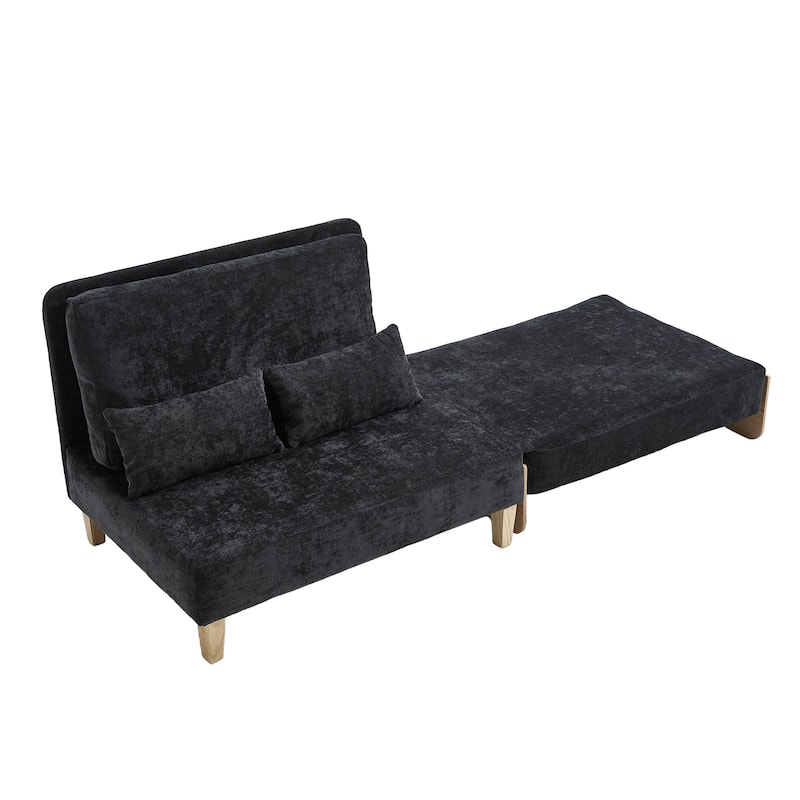 Chenille Upholstered 3-in-1 Convertible Sleeper Foldable Sofa Bed Recliner Chair with 3 Pillows