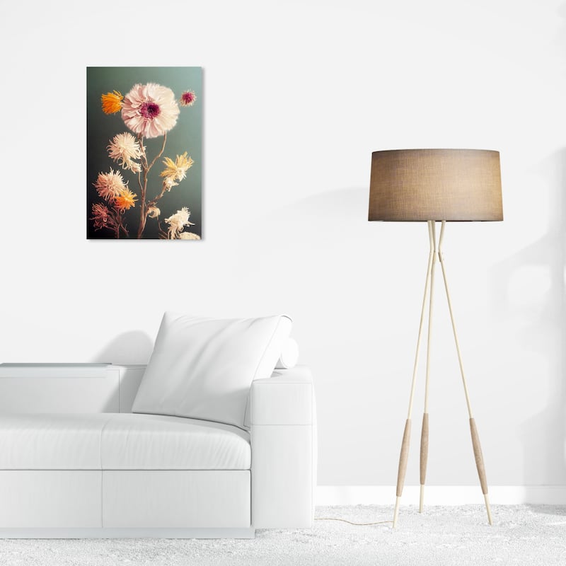 Wynwood Studio Canvas Floral and Botanical Florals for Winter II Gray and Light Pink Traditional Wall Art Canvas Print - 16 x 24