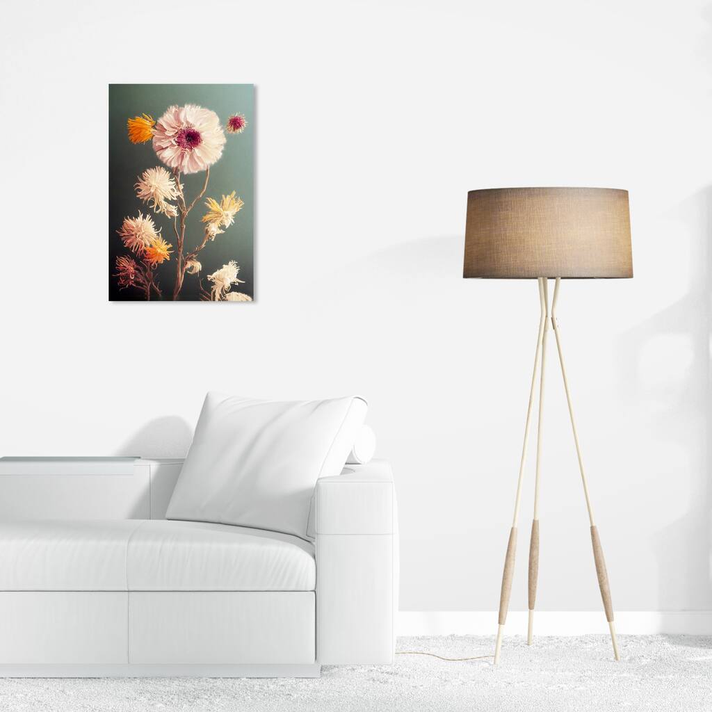 Wynwood Studio Canvas Floral and Botanical Florals for Winter II Gray and Light Pink Traditional Wall Art Canvas Print