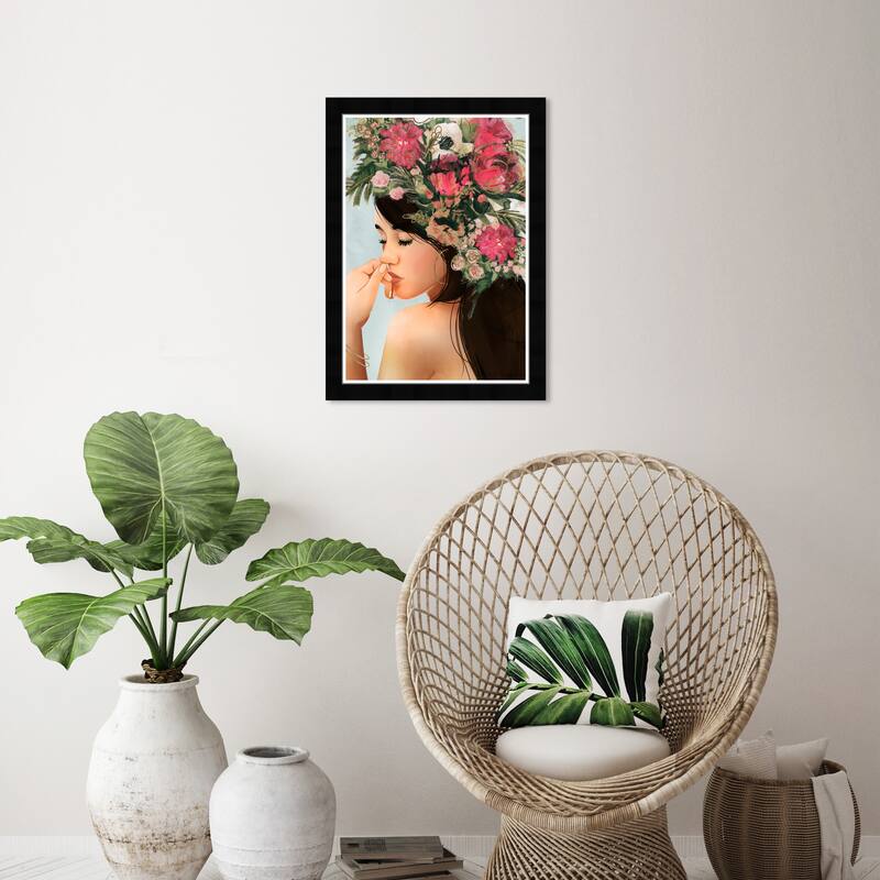 Wynwood Studio Prints Floral and Botanical Florals For Her Pink and Modern & Contemporary Wall Art Canvas Print - Black