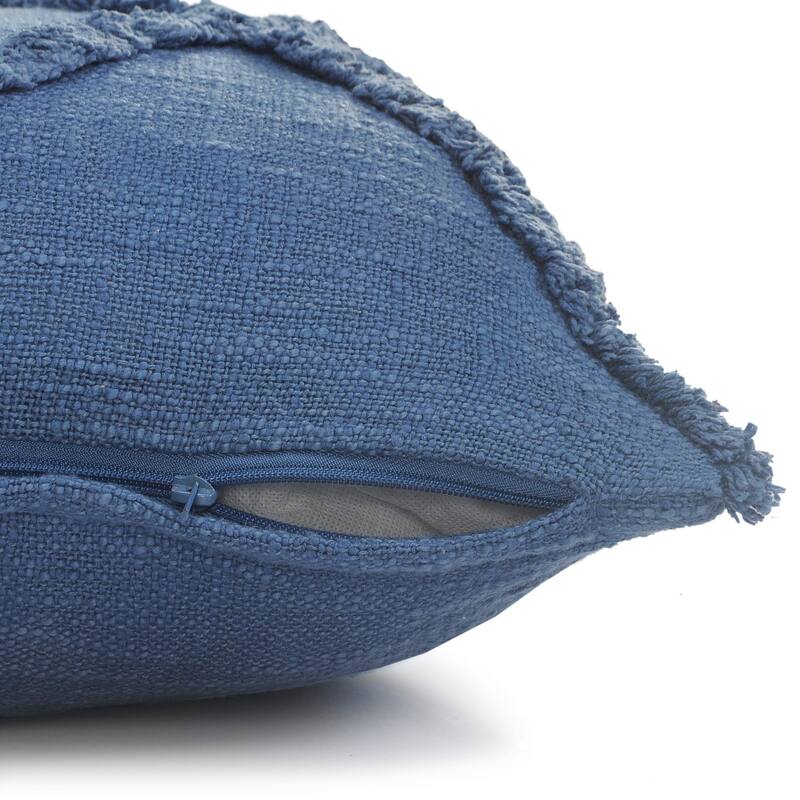 HomeRoots 26" X 26" Cobalt Blue 100% Cotton Zippered Pillow