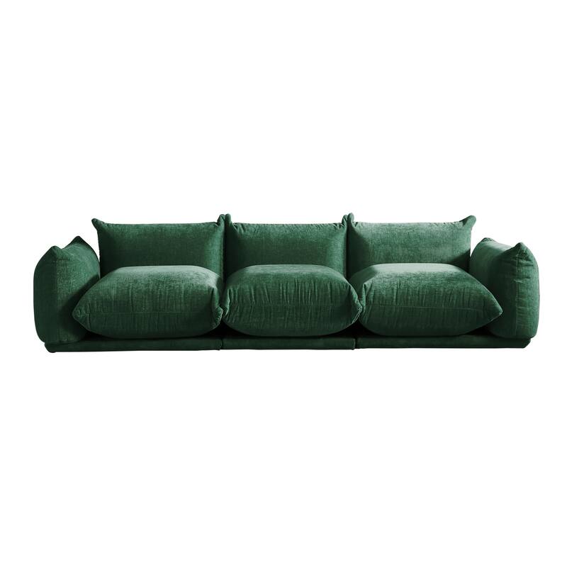 3 Seat Chenille Fabric Sectional Sofa with Ottoman