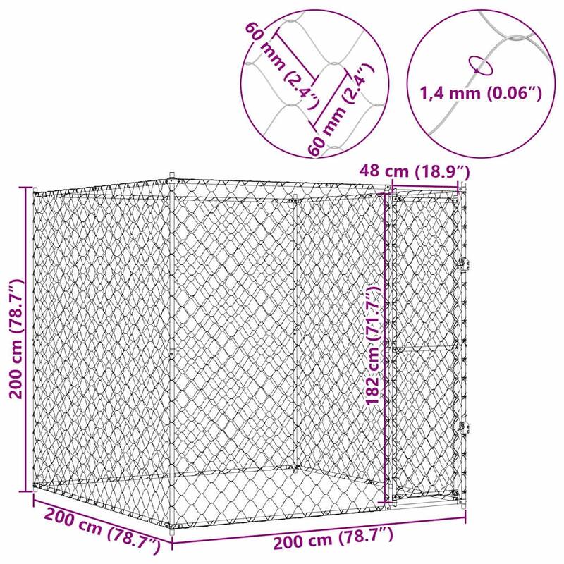 vidaXL Dog Cage 78.7" x 78.7" x 78.7" Steel