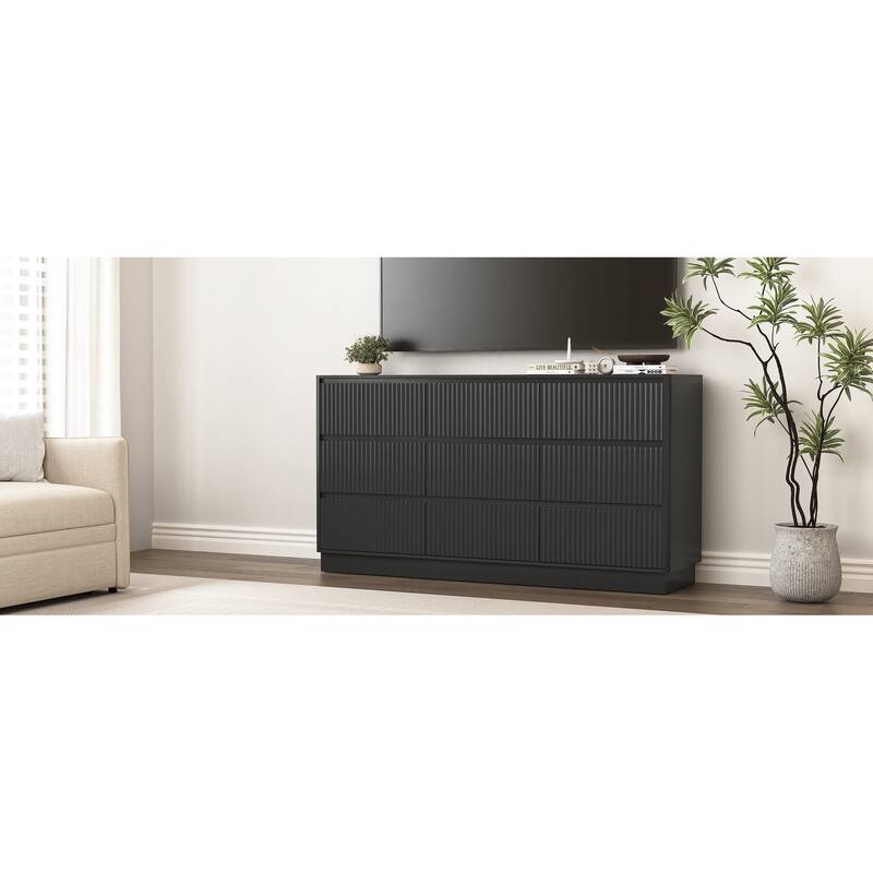 Large Floor Chest of Drawers 9 Drawer Dresser for Bedroom, Freestanding Storage Cabinet Side Table TV Stand