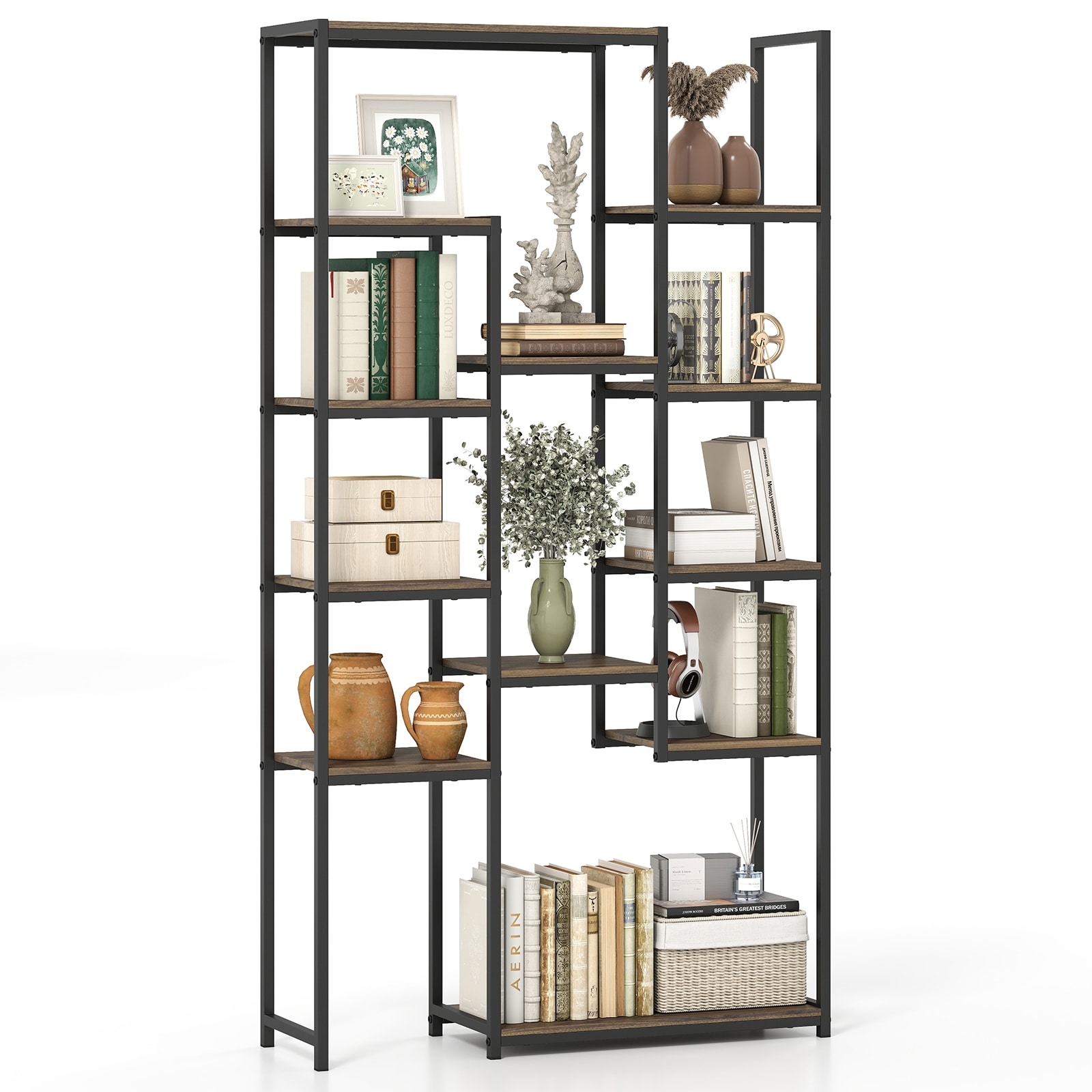 Gymax 71'' Tall Bookshelf w/12 Open Shelves Anti-tip Kit for Living
