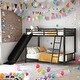 preview thumbnail 1 of 8, Twin over Twin Metal Bunk Bed with Slide for Boys and Girls, Children,Black Black - Twin