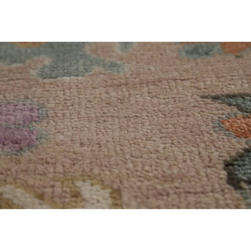 Hand Knotted Oriental 100% Wool Carpet Transitional All-Over Brown Oushak Area Rug - 11' 9'' X 8' 11''