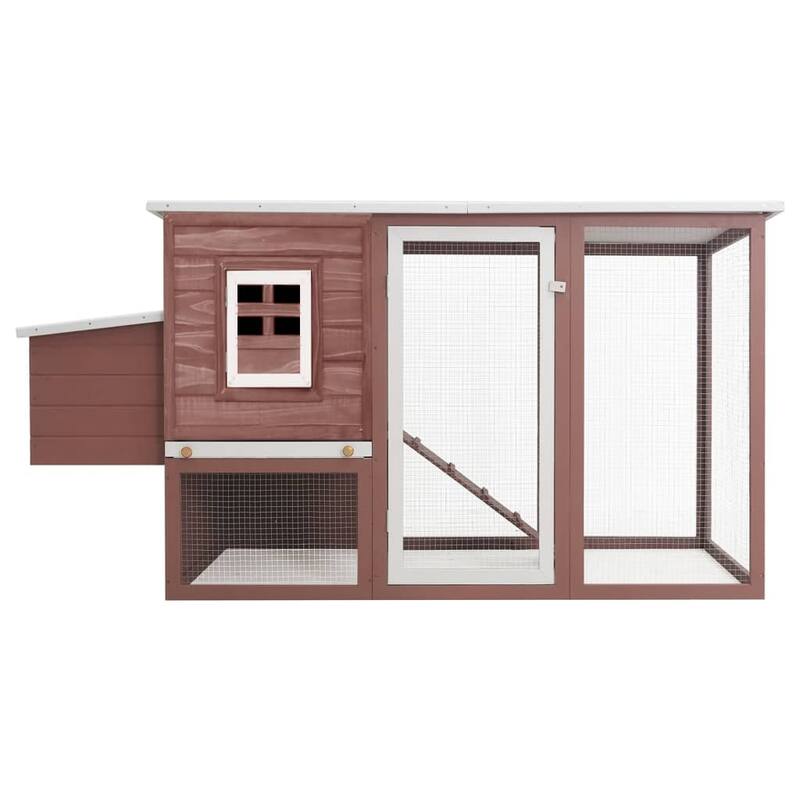 vidaXL Chicken Coop and Run Hen House with Nesting Box and Ramp Solid Wood - 79.5" x 29.5" x 38.6"